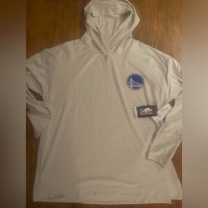 Golden State Warriors EcoRevive Gray T-shirt Hoodie with Logo womens size L-NWT